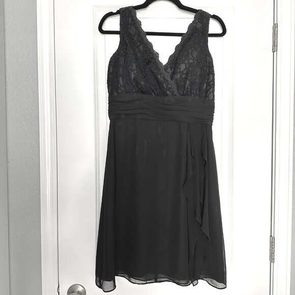 JESSICA HOWARD PETITE | Women's  Lace Chiffon Petite Dress | Black | Size: 10P - Picture 1 of 8